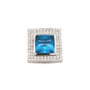 Cabochon cut blue topaz and Diamond ring in white gold