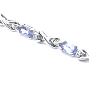 Tennis Bracelet in 10K White Gold with Tanzanite and Diamonds, 7"