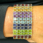 Bracelet in Sterling Silver with Semi-precious Gemstones, 7"