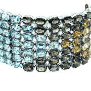 Bracelet in Sterling Silver, 7 Row, with Semi-precious Gemstones, 6" - 7"