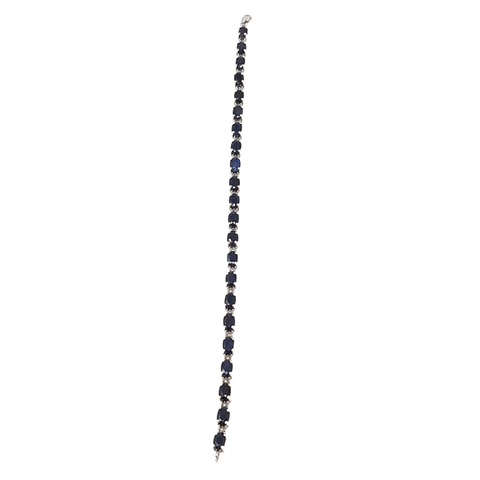 Tennis Bracelet in Sterling Silver with Sapphires, Size 7.5"